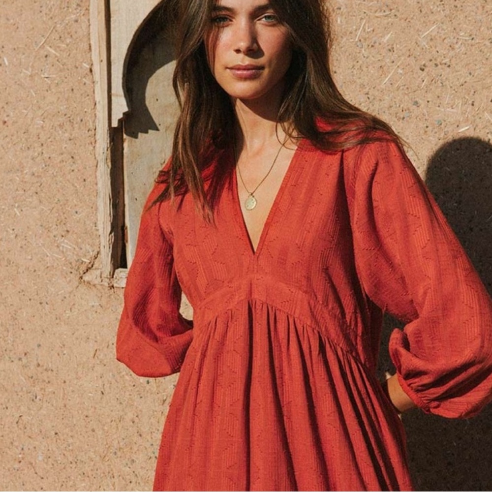 ROVE Rust Red Midi Dress